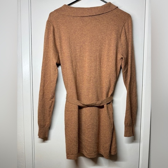 J.Crew Factory Wool Blend Belted Button Front Longline Cardigan Brown Sweater S - Picture 9 of 16